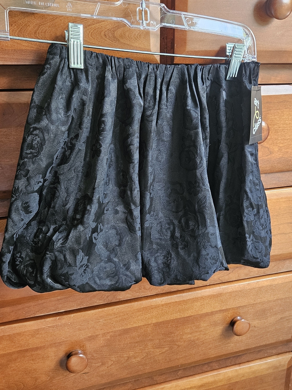 Art Class Black Jacquard Satin Bubble Mini Skirt